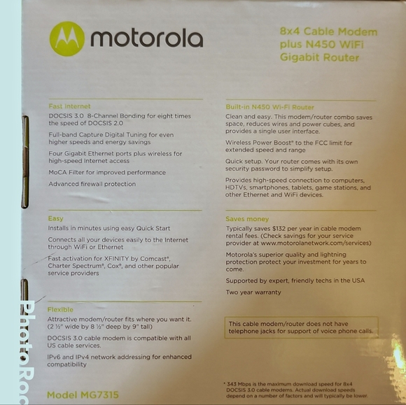 Motorola Cable Modem Plus WiFi Router - Picture 2 of 5